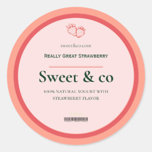 Strawberry Labels, Mason Jar Labels, Body Butter  Classic Round Sticker