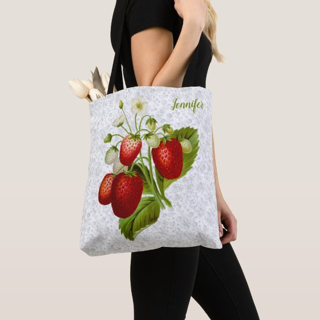 Strawberry Lace Tote Bag (Close Up)