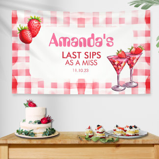 Strawberry Last Sips as Miss Bachelorette Gingham Banner