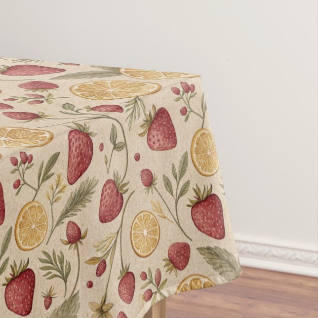Strawberry Lemon Pattern Tablecloth (In Situ)