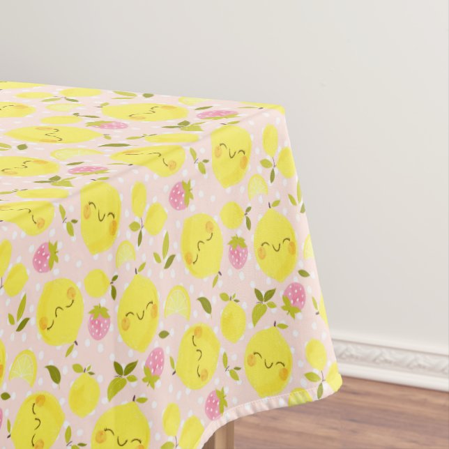 Strawberry Lemon Pink Tablecloth (In Situ)