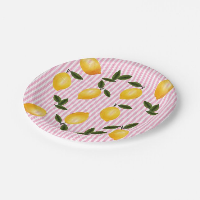 Strawberry Lemonade Summer Party Paper Plates (Angled)