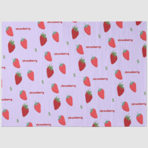 Strawberry Letter S on Purple   Alphabet pattern Tissue Paper