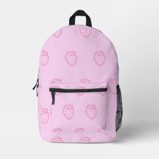 Strawberry light pink printed backpack