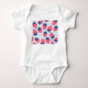 Strawberry Line Art: Sweet Seamless Pattern Baby Bodysuit