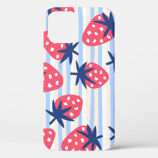 Strawberry Line Art: Sweet Seamless Pattern Case-Mate iPhone Case (Back)