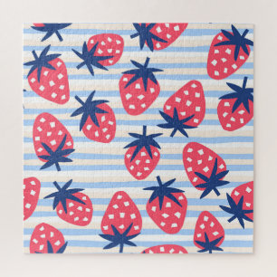 Strawberry Line Art: Sweet Seamless Pattern Jigsaw Puzzle