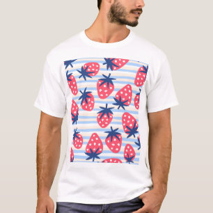 Strawberry Line Art: Sweet Seamless Pattern T-Shirt