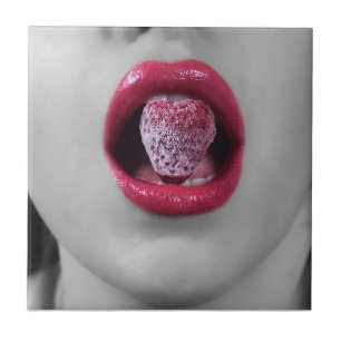 Strawberry lips ceramic tile