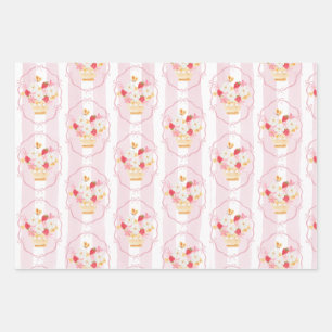 Strawberry Loally Grown Pink Whimsical Baby Shower Wrapping Paper Sheet