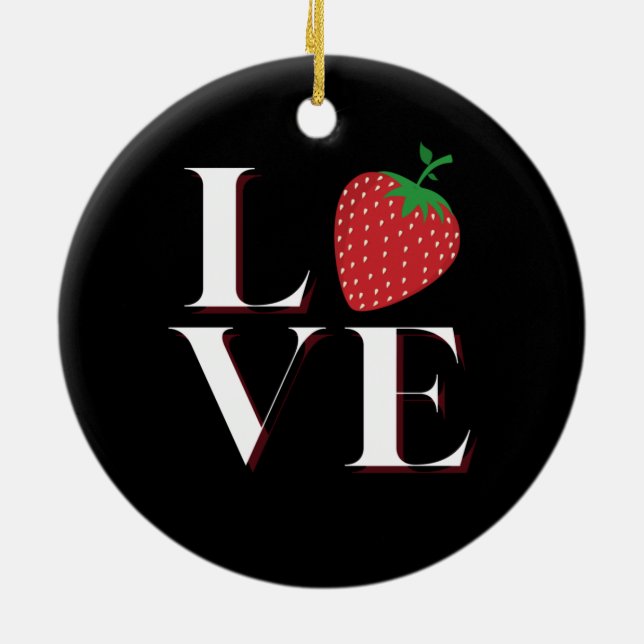 Strawberry Love Ceramic Ornament (Back)