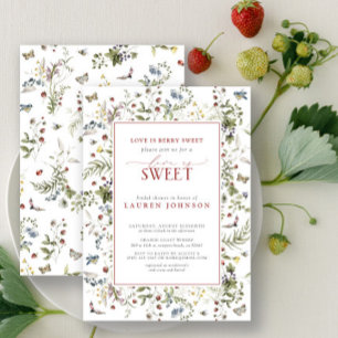 Strawberry Love Is Berry Sweet Red Bridal Shower Invitation
