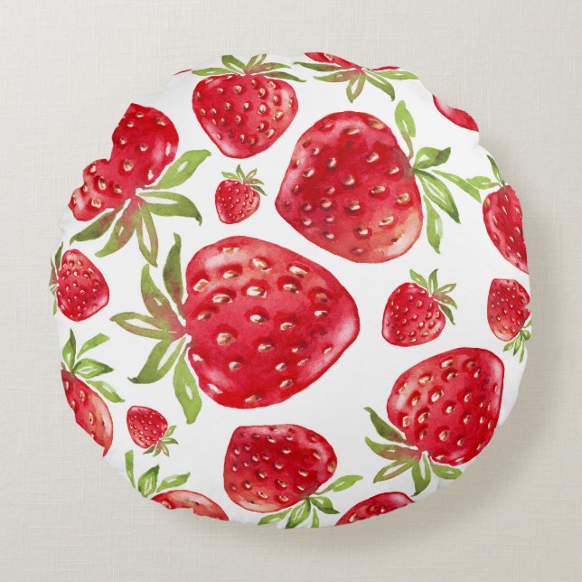 Strawberry Love Round Pillow (Front)