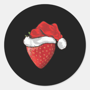 Strawberry Lover Gift Santa Hat Strawberry Christm Classic Round Sticker
