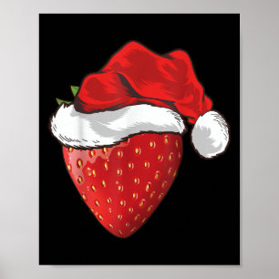 Strawberry Lover Gift Santa Hat Strawberry Christm Poster