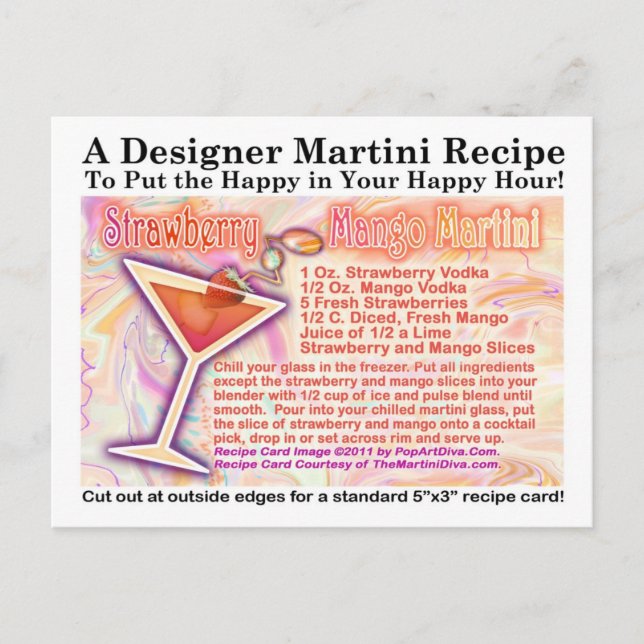 Strawberry Mango Martini Recipe Postcard (Front)