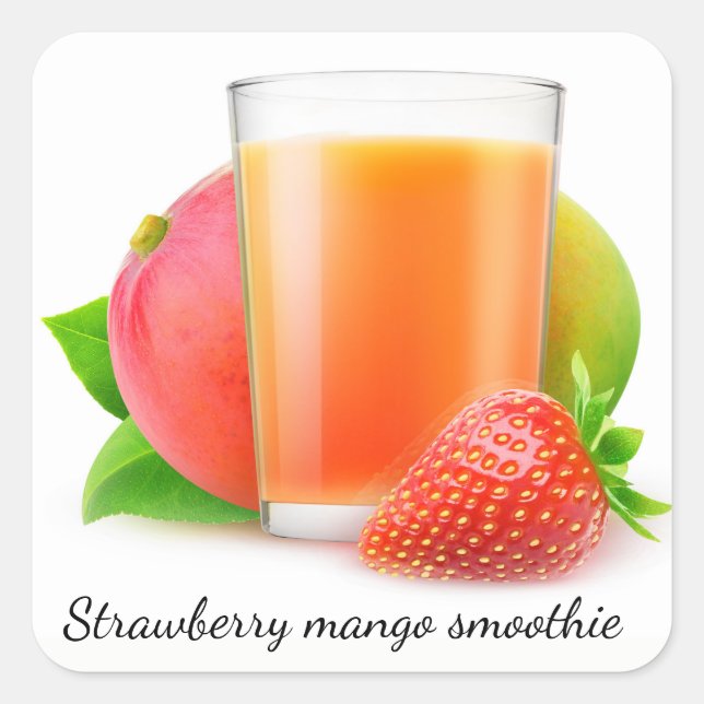 Strawberry mango smoothie square sticker (Front)