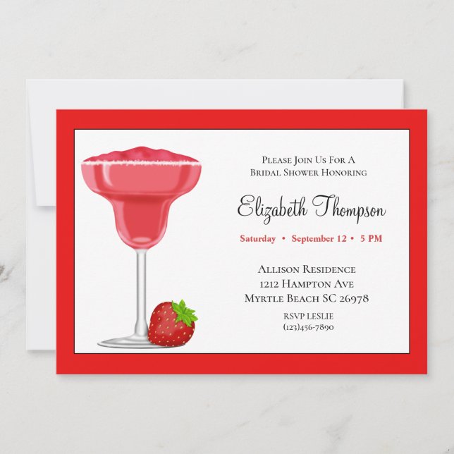 Strawberry Margarita Bridal Shower Invitation (Front)