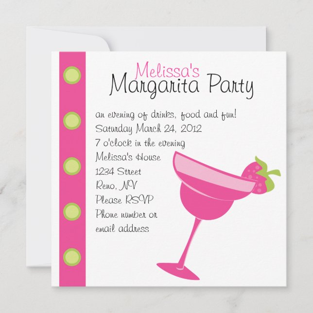 Strawberry Margarita Party Invitation (Front)