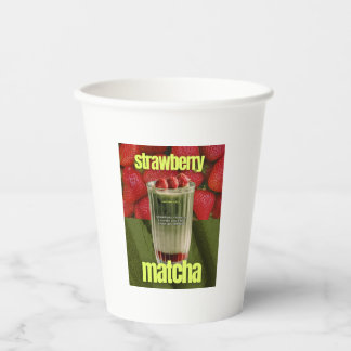 Strawberry Matcha Latte Poster – Trendy Cafe Drink Paper Cups