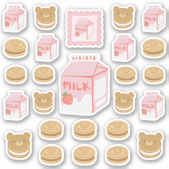 Strawberry Milk and Cookies Sticker Pack (Front)