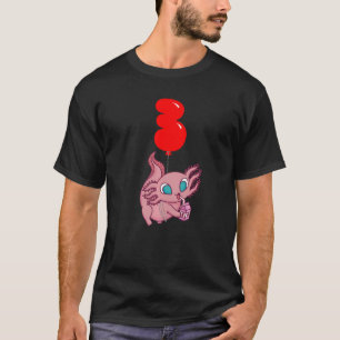 Strawberry Milk Axolotl 3rd Birthday Kids Balloo T-Shirt