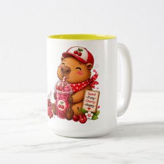 Strawberry Milk Capybara | Cute Kawaii Capybara Dr Two-Tone Coffee Mug