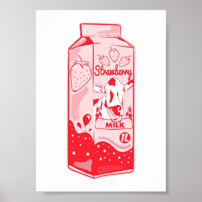 Strawberry Milk Carton Poster (Front)