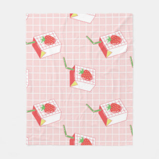 Strawberry Milk Cartoons: Playful Patterns Fleece Blanket