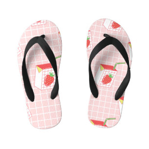 Strawberry Milk Cartoons: Playful Patterns Kid's Thongs