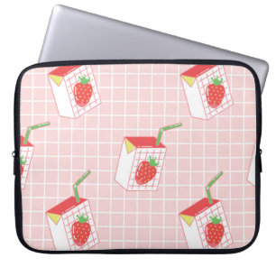 Strawberry Milk Cartoons: Playful Patterns Laptop Sleeve