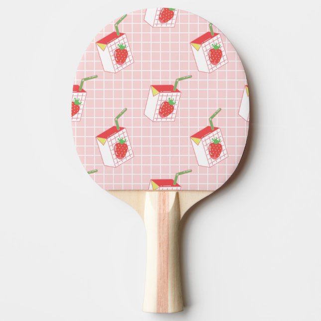 Strawberry Milk Cartoons: Playful Patterns Ping Pong Paddle (Front)