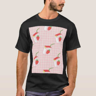 Strawberry Milk Cartoons: Playful Patterns T-Shirt