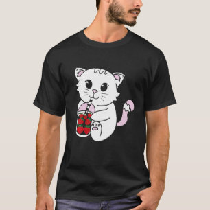 Strawberry Milk Cat Cute Kawaii Kitten Anime Neko T-Shirt