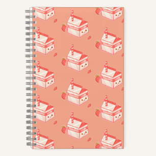 Strawberry milk cute face notebook