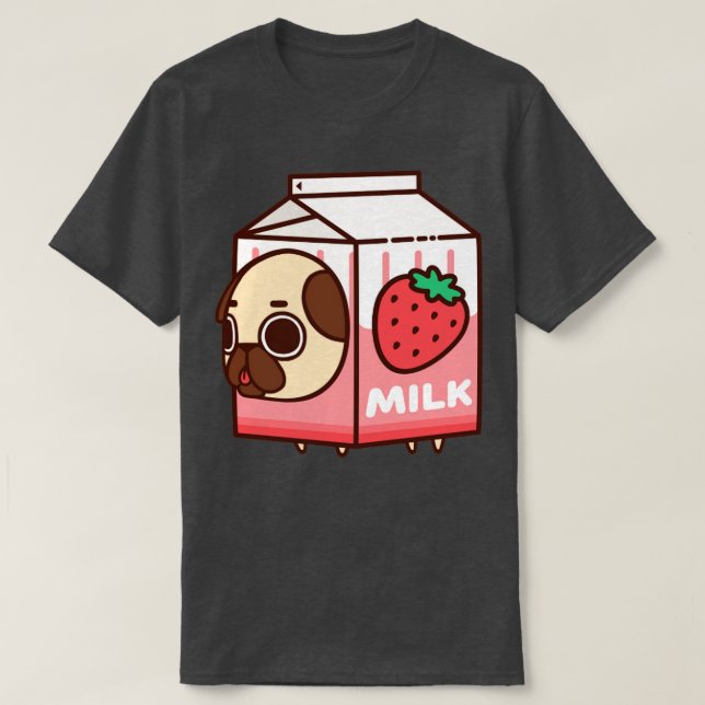 Strawberry Milk Puglie T-Shirt (Design Front)