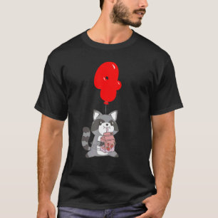 Strawberry Milk Racoon 4th Birthday Kids Balloo T-Shirt