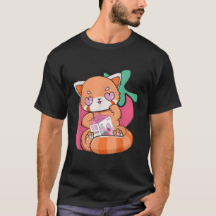 Strawberry Milk Red Panda Chibi Anime Otaku Nu T-Shirt