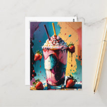 Strawberry Milkshake Postcard