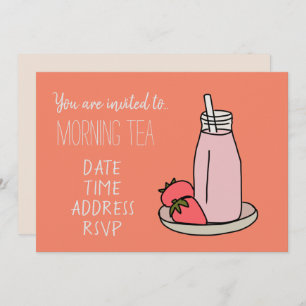 Strawberry Milkshake retro pink  Morning tea Invitation