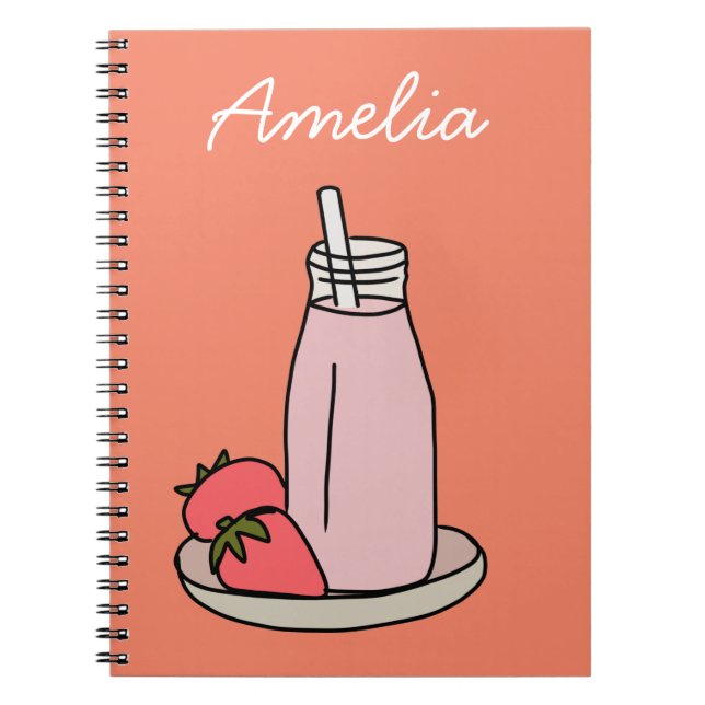 Strawberry Milkshake retro pink Notebook (Front)