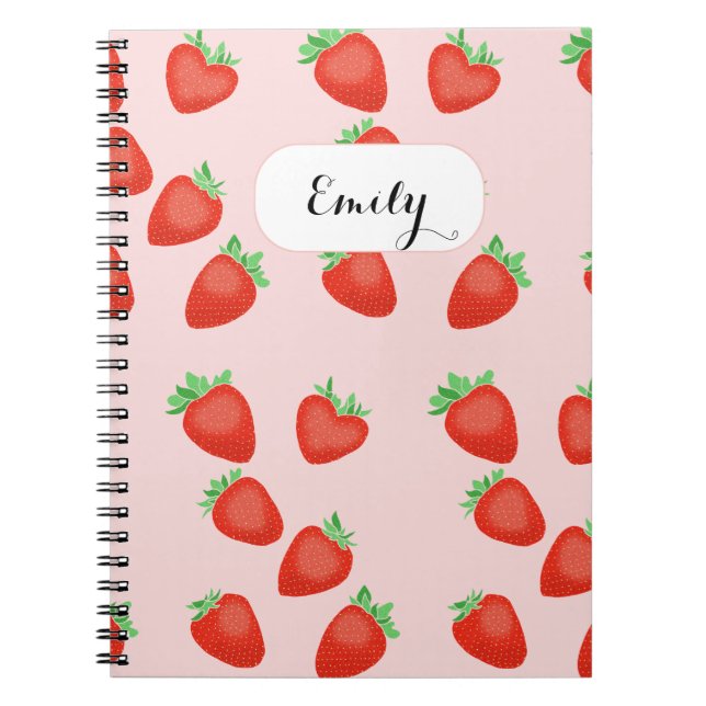 Strawberry Milkshake strawberries Custom Name Notebook (Front)