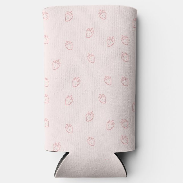 Strawberry Minimalism Seltzer Can Cooler (Front)