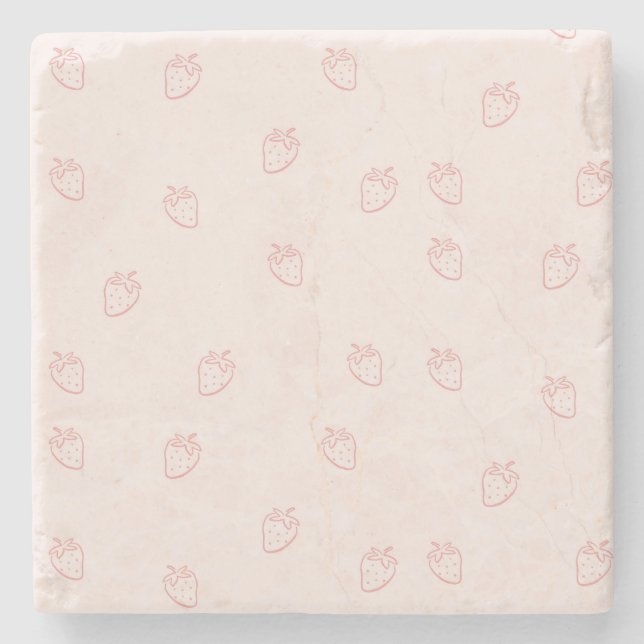 Strawberry Minimalism Stone Coaster (Front)