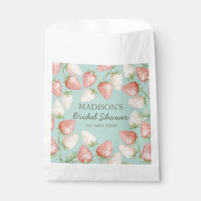 Strawberry Mint Green Garden Bridal Shower  Favour Bag (Front)