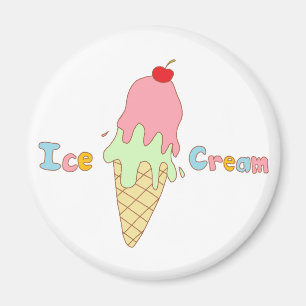 Strawberry Mint Ice Cream Cone Magnet