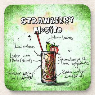 Strawberry Mojito Drink Recipe Coaster
