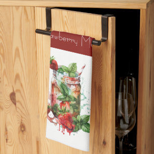 Strawberry Mojito Red and White Tea Towel