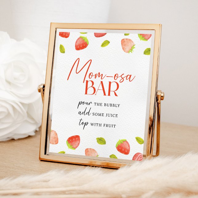 Strawberry Momosa Bar Berry Sweet Baby Shower Poster (Creator Uploaded)