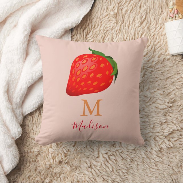 Strawberry | Monogram Initial Cushion (Blanket)
